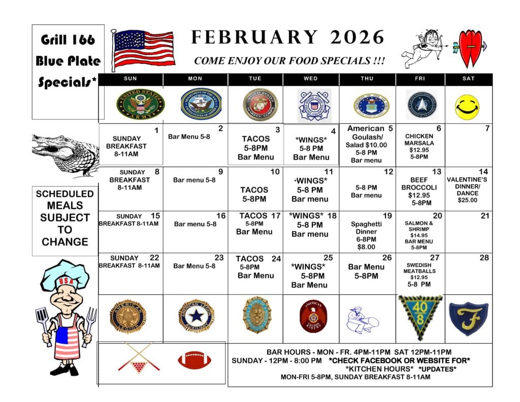 february dinner 2026 menu calendar 2